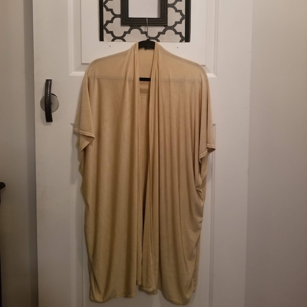 Janice Cream-Colored Shrug Poncho Cardigan Sweater
